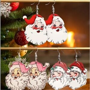 **New Items In! NEW Wooden Christmas Santa Earrings